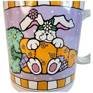 Vintage Novelty Easter Mug Bunny Rabbit In‎ Carrot Mobile Ceramic Polka Dots